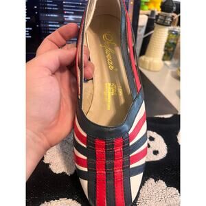 Sofwear by Beacon Maria Flat Red White and Blue Open side low heel Shoes 7.5